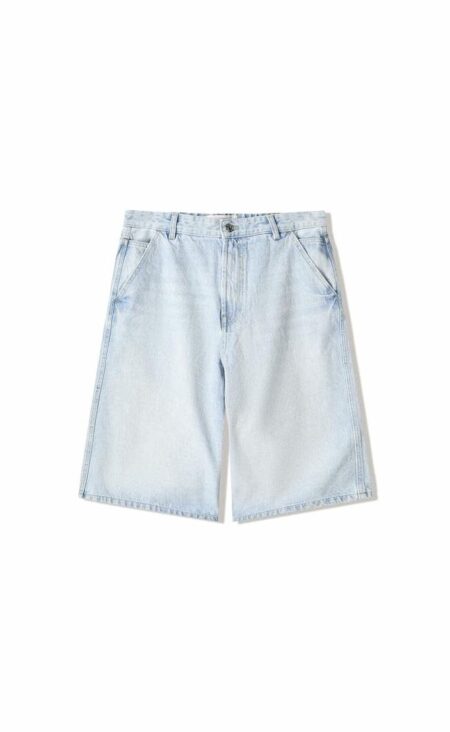 Skater Fit Denim Shorts - Washed Blue